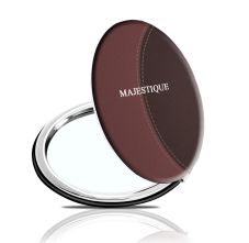 Round Leatherette Finish Compact Mirror