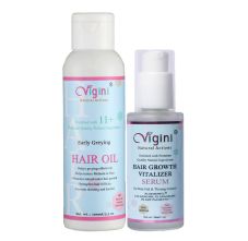 Early Greying Prevention Hair Oil + Hair Growth Vitalizer Serum Enriched With Premium Quality Natural Ingredients