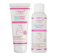 Vigini Erase Stretch Marks Removal Cream + Erase Stretch Marks Massage Oil, 200ml