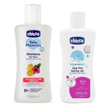 Chicco Baby Shampoo Calendula And Hibiscus & Soap Free Bathing Gel - Relax, 200ml Each