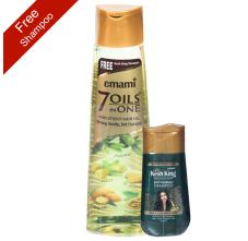 Emami 7 Oils In One 200ml + Free KK Anti-Hairfall Shampoo, 50ml