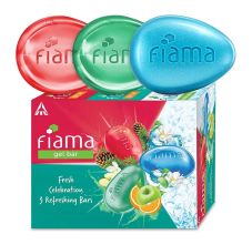 Fiama Gel Bathing Bar Fresh Celebration pack with 3 Unique gel bars - Pack of 3, 125gm Each-