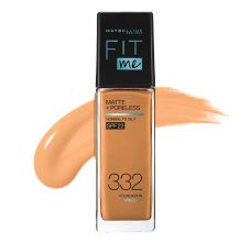 Maybelline New York Fit Me Matte+Poreless Liquid Foundation With Clay - 332 Golden Caramel, 30ml