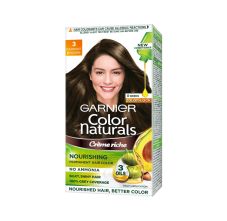 Garnier Color Naturals Crème hair color, Shade 3 Darkest Brown, 70ml + 60gm