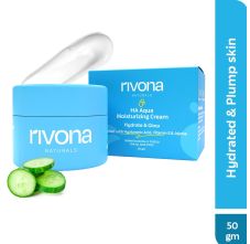 Rivona Naturals HA Aqua Moisturizing Cream with 2% Hyaluronic Acid for Dry Skin | Hydrates, soothes & plumps skin | 50gm
