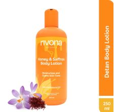 Rivona Naturals Honey & Saffron + 2% Kojic Acid Natural Body Lotion | Detans & Evens out Skin Tone | 250ml