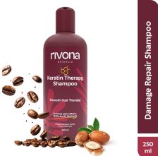 Rivona Naturals Keratin Shampoo with Biotin & Caffeine | Repairs Damaged hair | Smooth, Silky Hair | 250ml