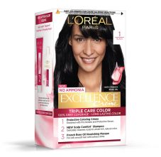 L'Oreal Paris Excellence Creme Hair Color, 1 Black, 72ml+100gm