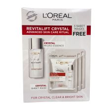 L'Oreal Paris Revitalift Crystal Micro-Essence and 3 Revitalift Pro Youth Sheet Masks Free
