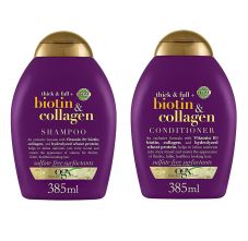 OGX Thick & Full + Biotin & Collagen Volumizing Shampoo & Conditioner Combo Pack, 385+385 ml