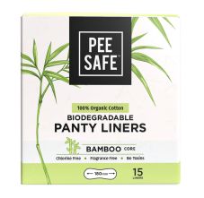 Pee Safe 100% Organic Cotton, Biodegradable Panty Liners - Pack of 15
