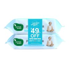Mother Sparsh 99% Unscented Pure Water 72 Baby Wipes, Combo Of 2