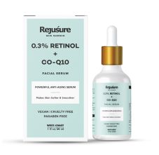 Rejusure 0.3% Retinol + CoQ10 Facial Serum Night Face Serum for Anti-Aging, 30ml