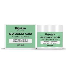 Rejusure Glycolic Acid Cleansing Pads Controls Oil, Blemishes Brightens Skin Texture, 50 Pads