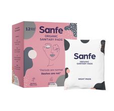 Sanfe Bamboo Sanitary Pads, Ultra-Thin Natural Sanitary Napkins - Night Pads (12 Pads)