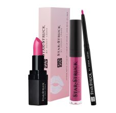 Star Struck by Sunny Leone Kiss Me Pink 3PC Lip Kit - Lipstick, 4.45gm + Lip Gloss, 5.5ml + Lip Liner, 0.25gm Combo