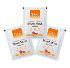 T.A.C - The Ayurveda Co. Vitamin C Serum Sheet Mask for Natural Skin - Pack of 3, 20ml