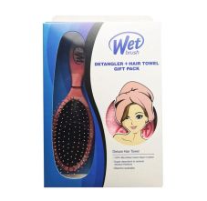 Wet Brush Detangler & Hair Towel Gift Pack - Coral