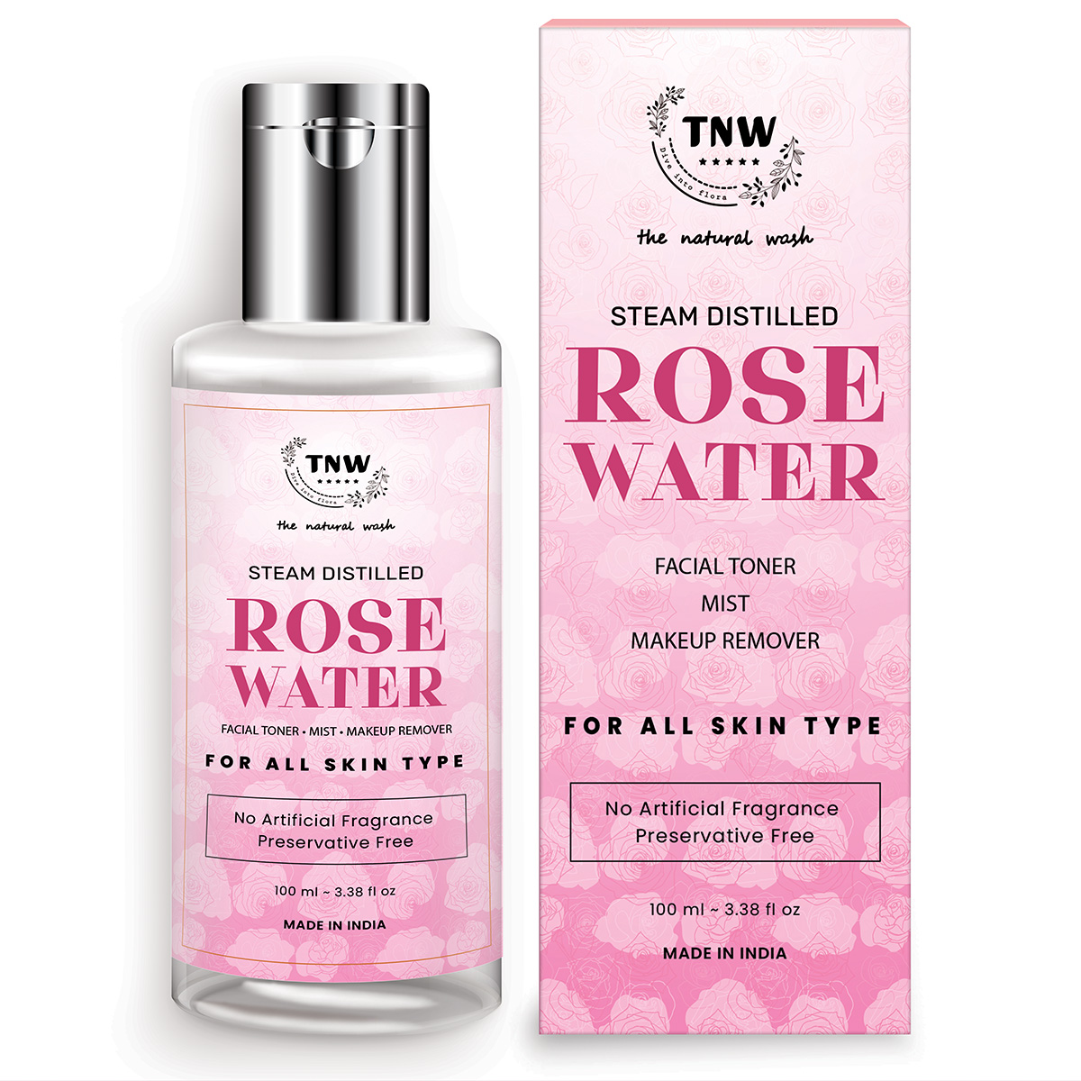 TNW - The Natural Wash Steam Distilled Rose Water For Makeup Remover-100ml
