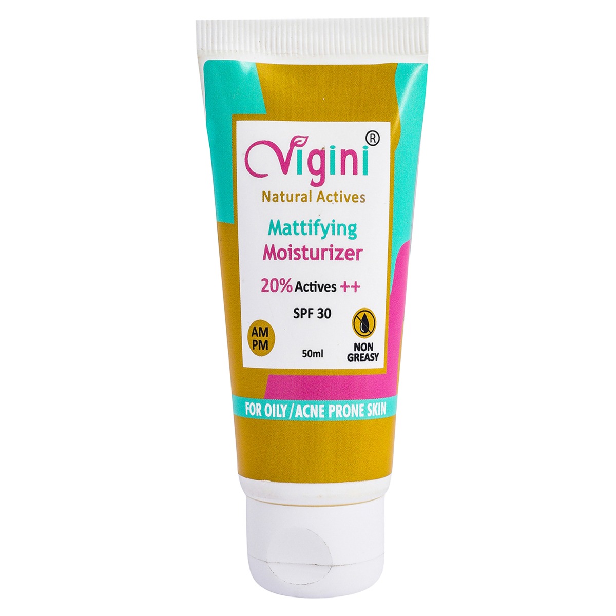 Vigini 20% Actives Anti Acne Oil Free Mattifying Moisturizer Cream for Face Oily Prone Skin, 50ml