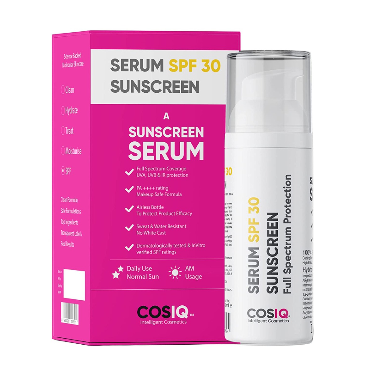 Cos-IQ® Daily Use Sunscreen Serum SPF 30 Pa++++ Broad Spectrum, 30ml