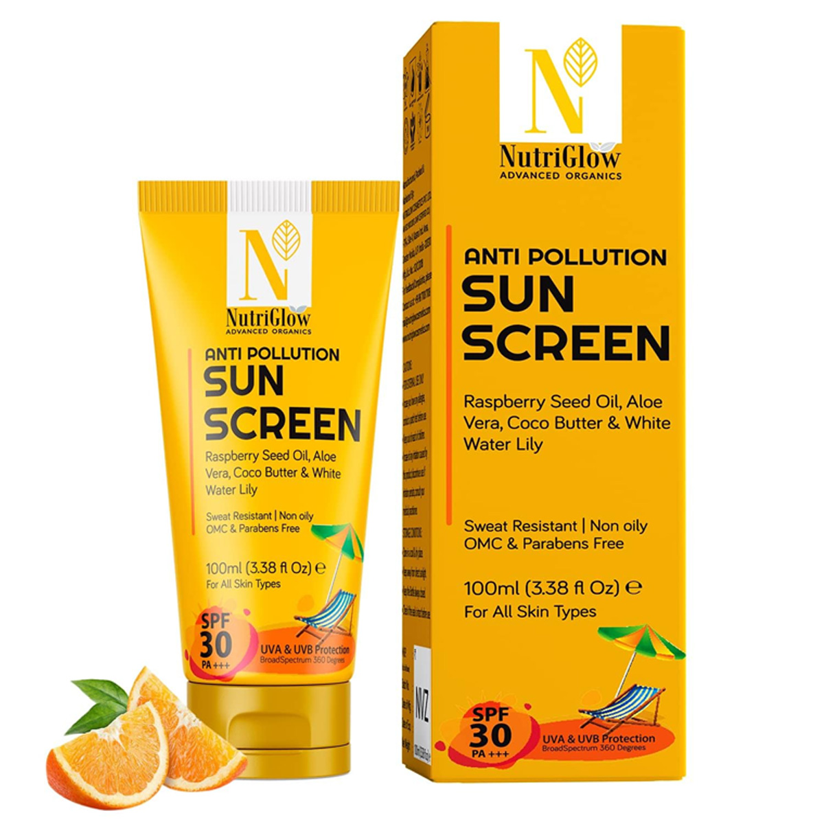 Nutriglow Advanced Organics Anti Pollution Sun Screen SPF 30 PA+++, 100ml