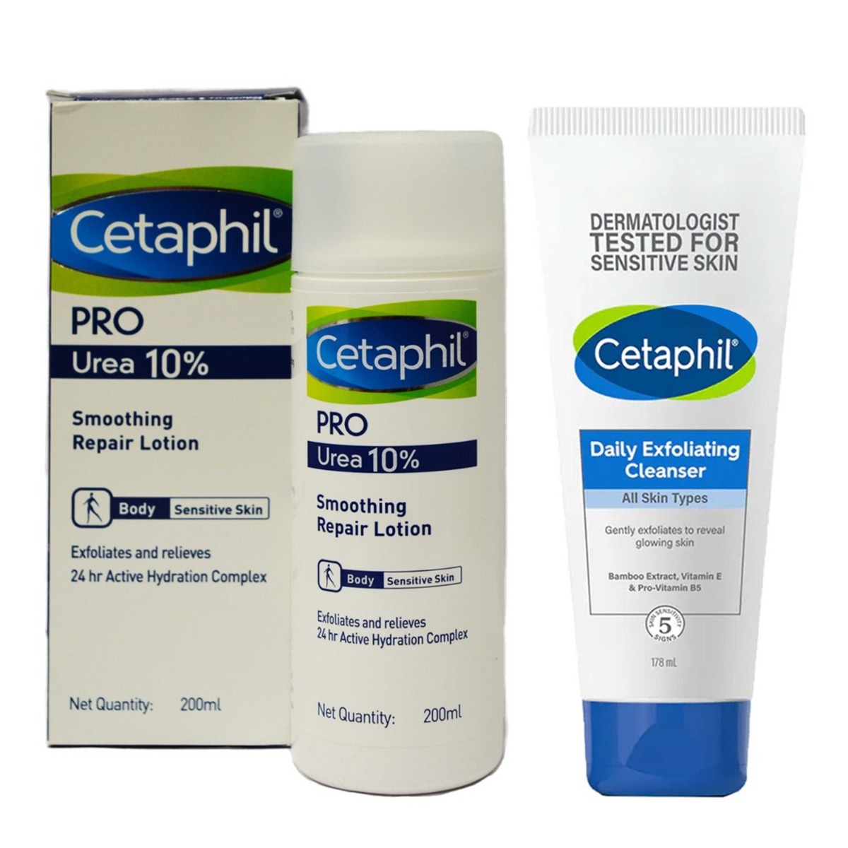 Cetaphil Daily Exfoliating Cleanser, 178ml & Pro Urea 10% Smoothing Repair Lotion For Body, 200ml