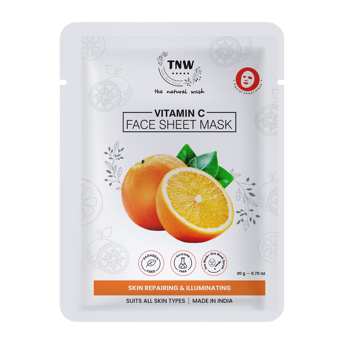 TNW - The Natural Wash Vitamin C Face Sheet Mask For Skin Repairing and Illuminating, 20gm