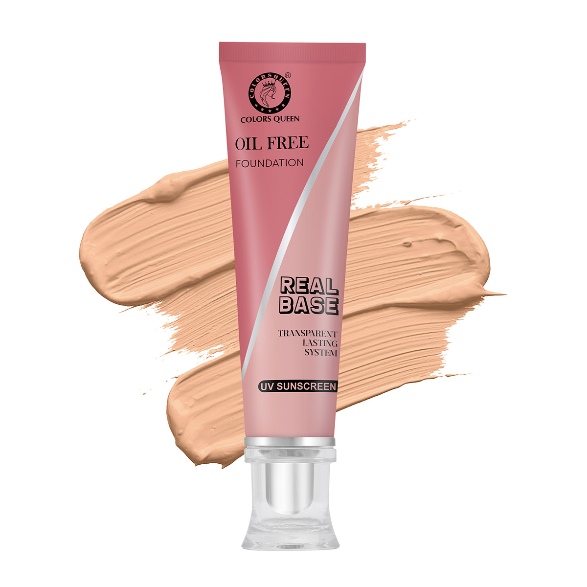 Colors Queen Real Base Oil Free, Waterproof Liquid Foundation With SPF - Shade 04 Natural Almonds, 60gm