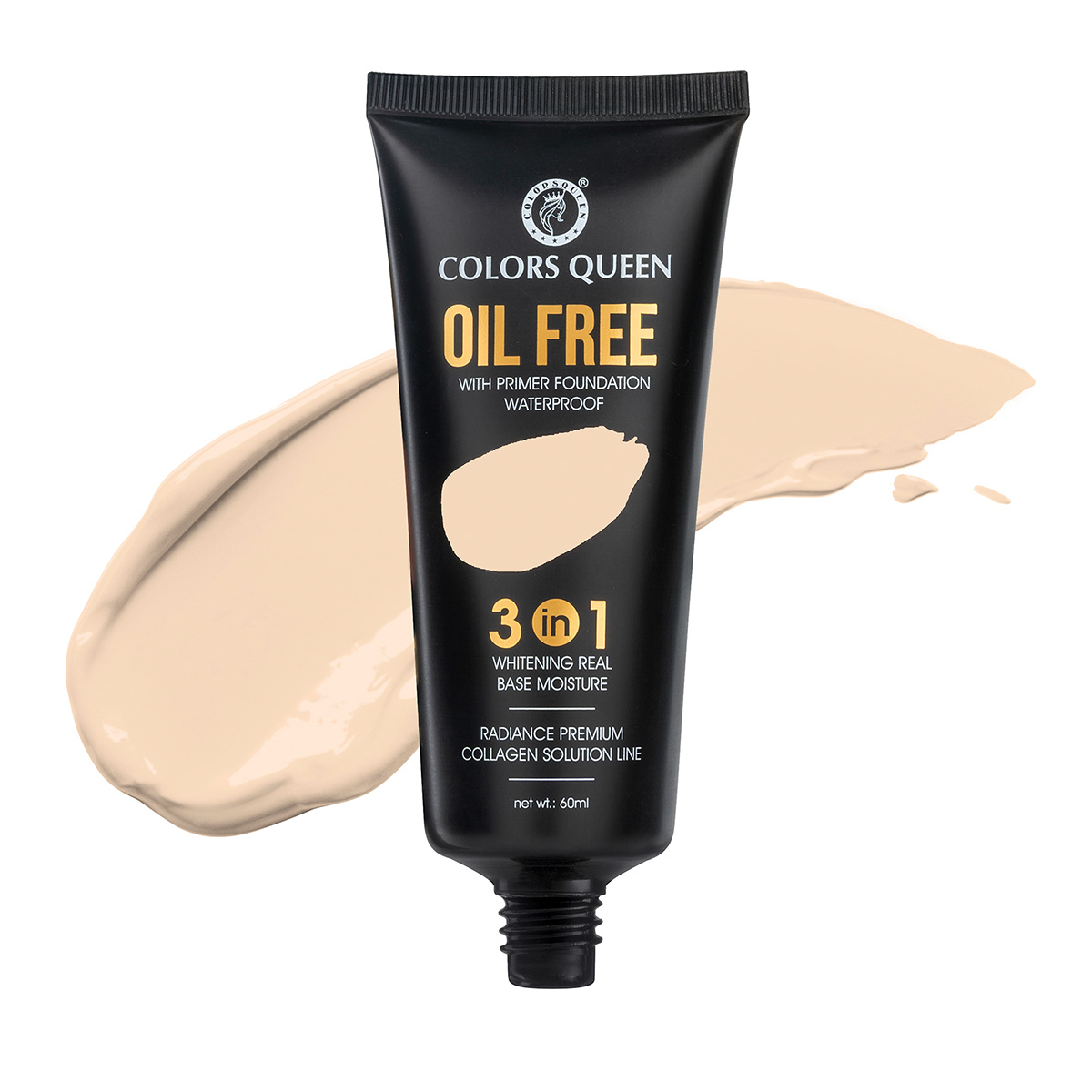 Colors Queen 3 In 1 Oil Free Foundation Full Coverage Foundation With Prime, 60ml