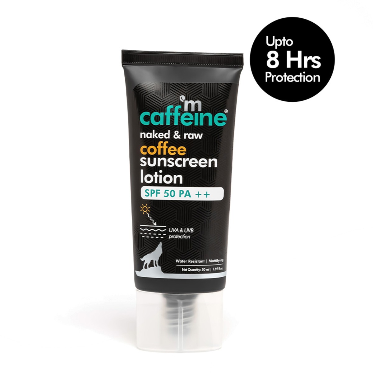 mCaffeine SPF 50 PA++ Coffee Sunscreen Lotion - Water-Resistant Matte Gel Cream with No White Cast, 50ml