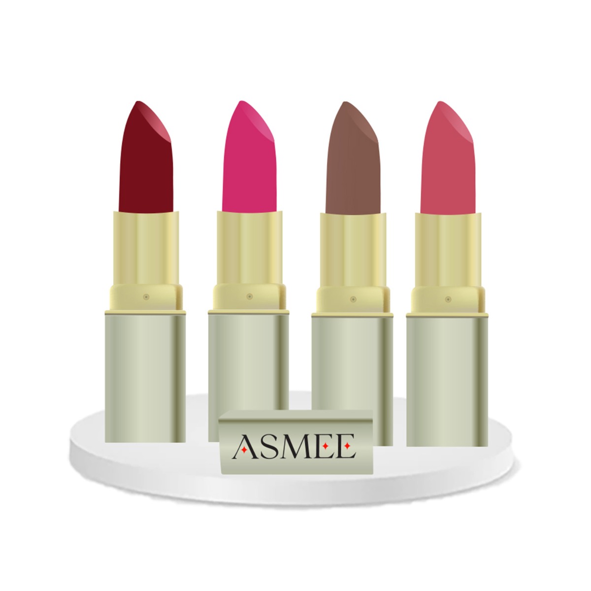 Asmee Combo Matte Lipstick Pink Orchid + Espreeso + Daisy Pink + Mulberry