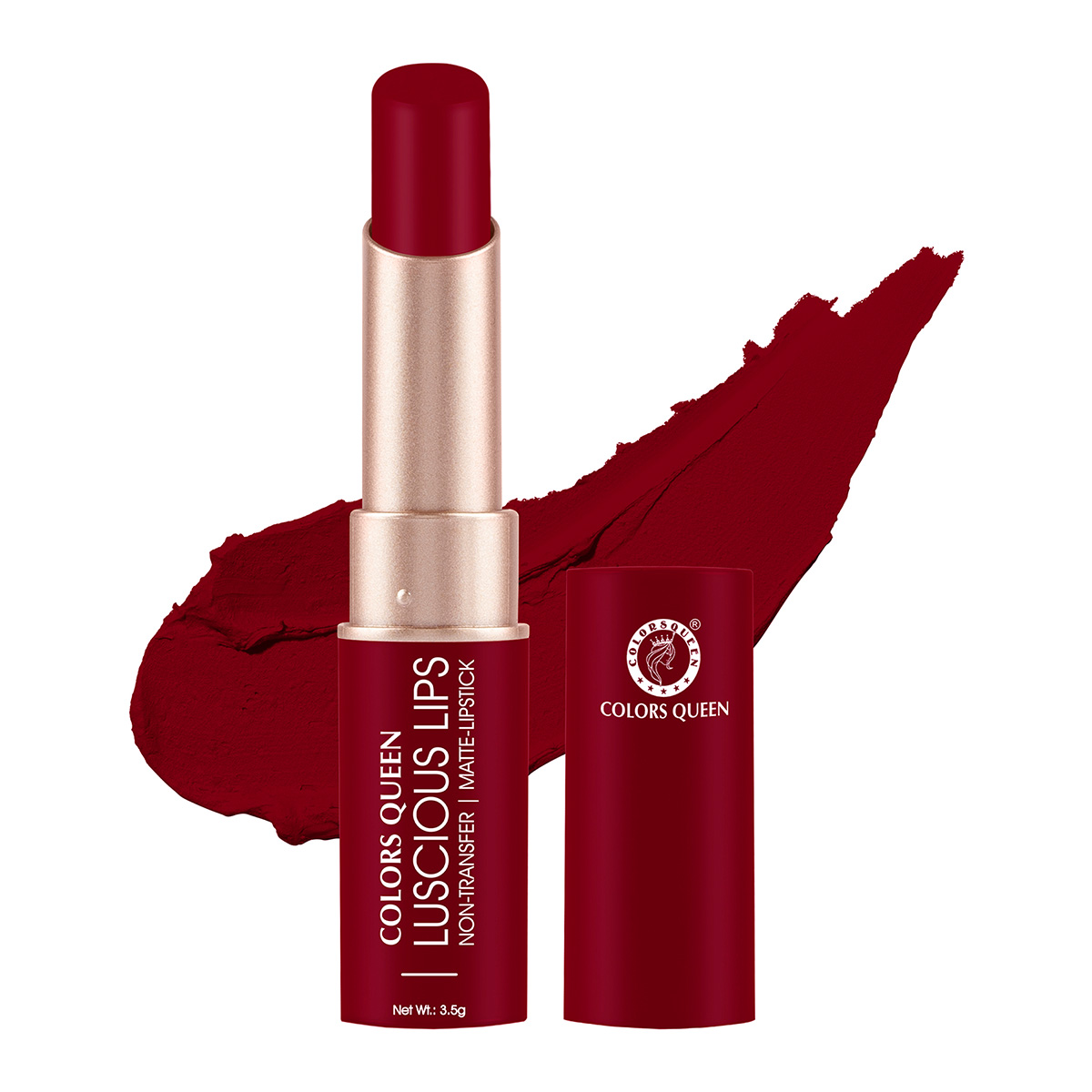 Colors Queen Luscious Lips Non Transfer Matte Lipstick - Royal Rust Maroon, 3.5gm