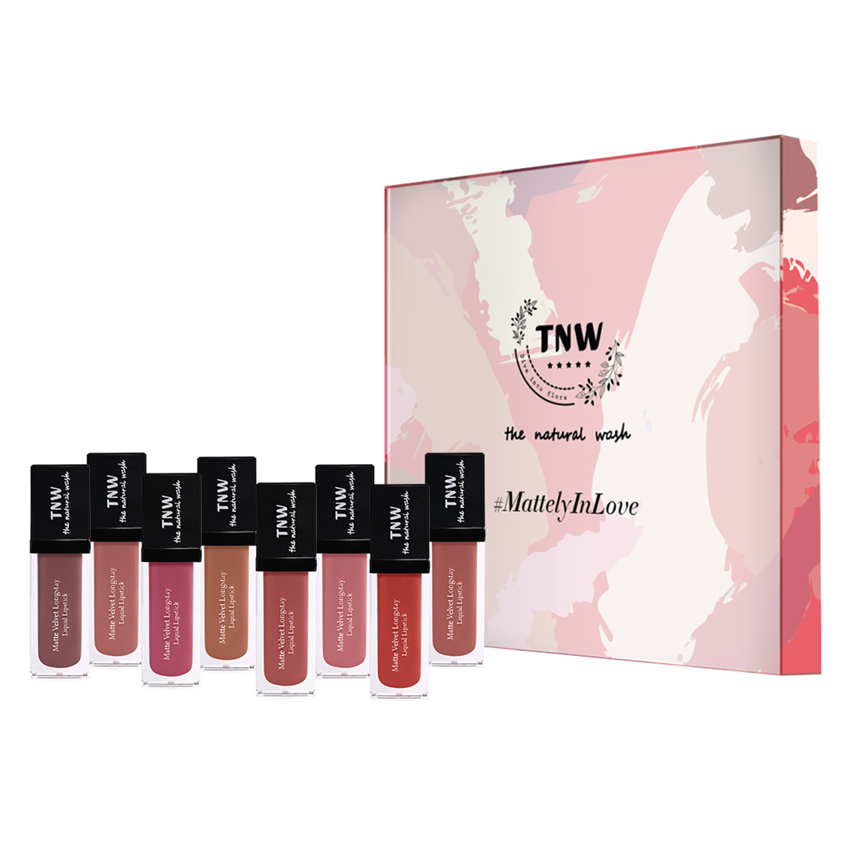 TNW - The Natural Wash Matte Velvet Longstay Liquid Lipstick With Macadamia Oil And Argan Oil - Set Of 8, 5ml Each 