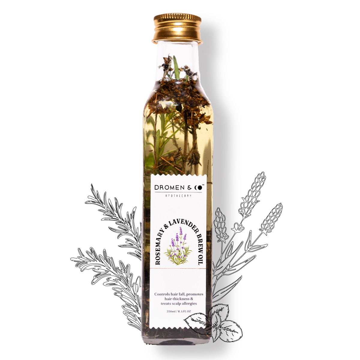 Dromen & Co Rosemary & Lavender Brew Hair Oil, 250ml