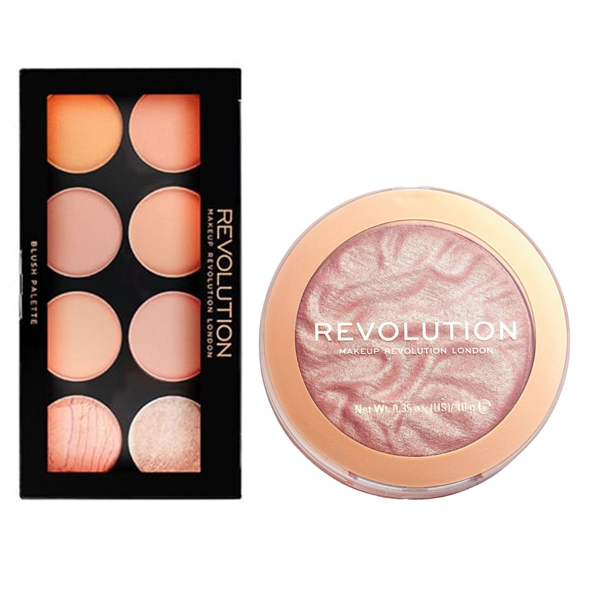 Makeup Revolution Ultra Blush Palette Hot Spice, 12.8gm & Reloaded Highlighter Make An Impact, 10gm