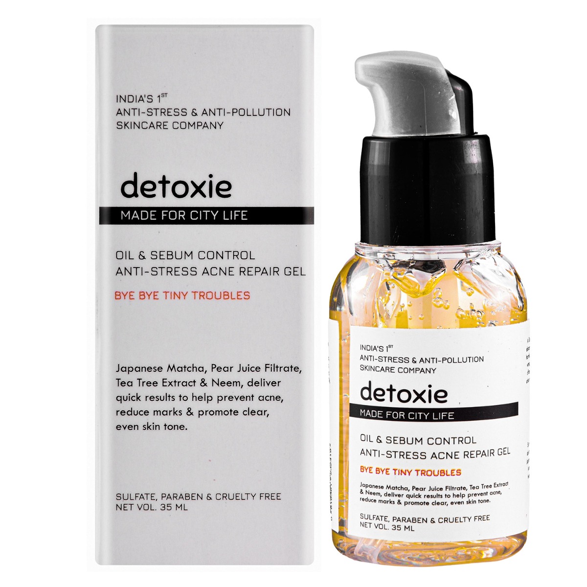 Detoxie Oil & Sebum Control, Anti-Stress Acne Repair Gel, 35ml