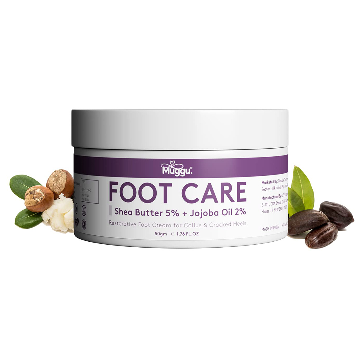 Muggu Skin Care Foot Care Cream With 5% Shea Butter & 2% Jojoba Oil, 50gm