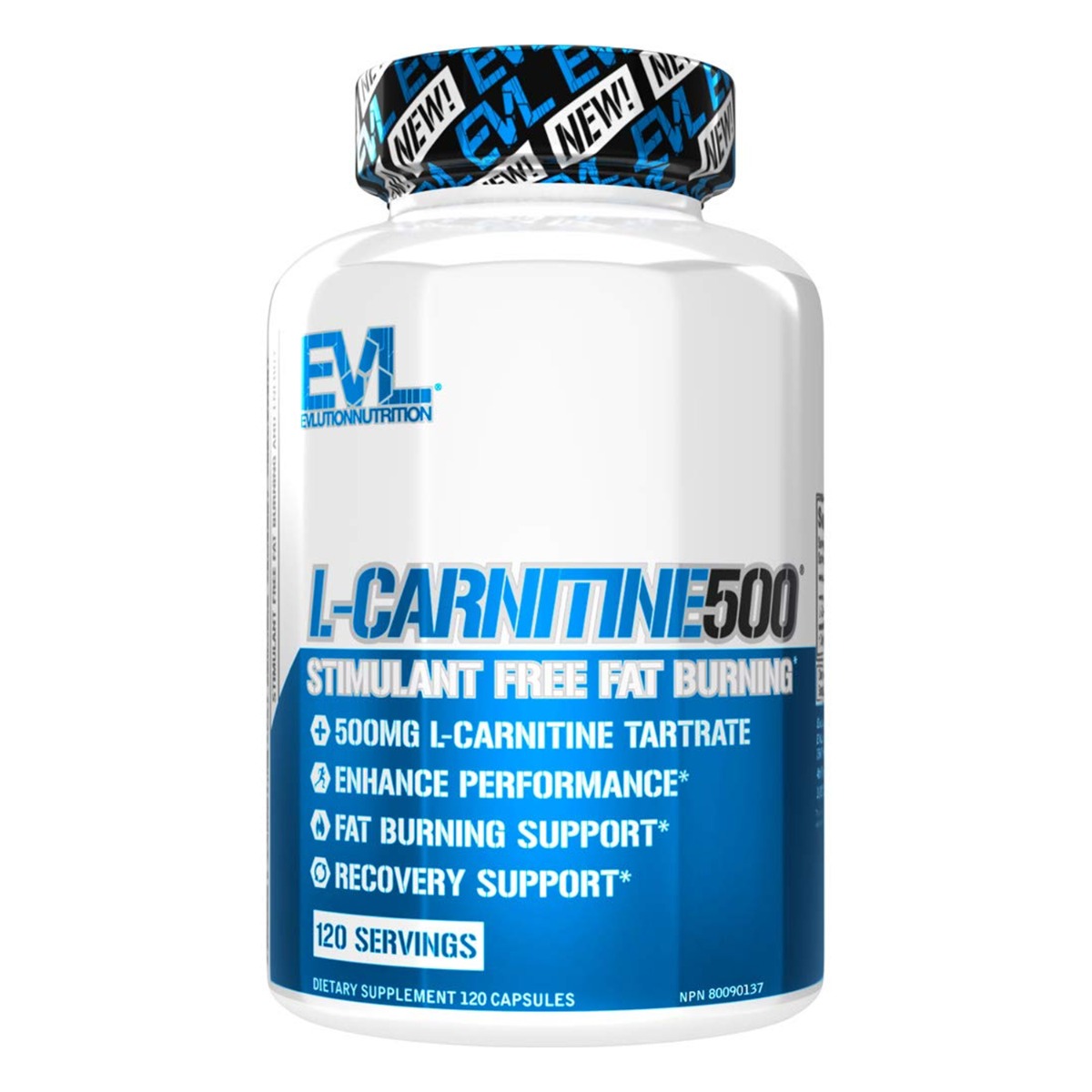 Evlution Nutrition L-Carnitine 500 - Stimulant Free Fat Burning, 120 Capsules