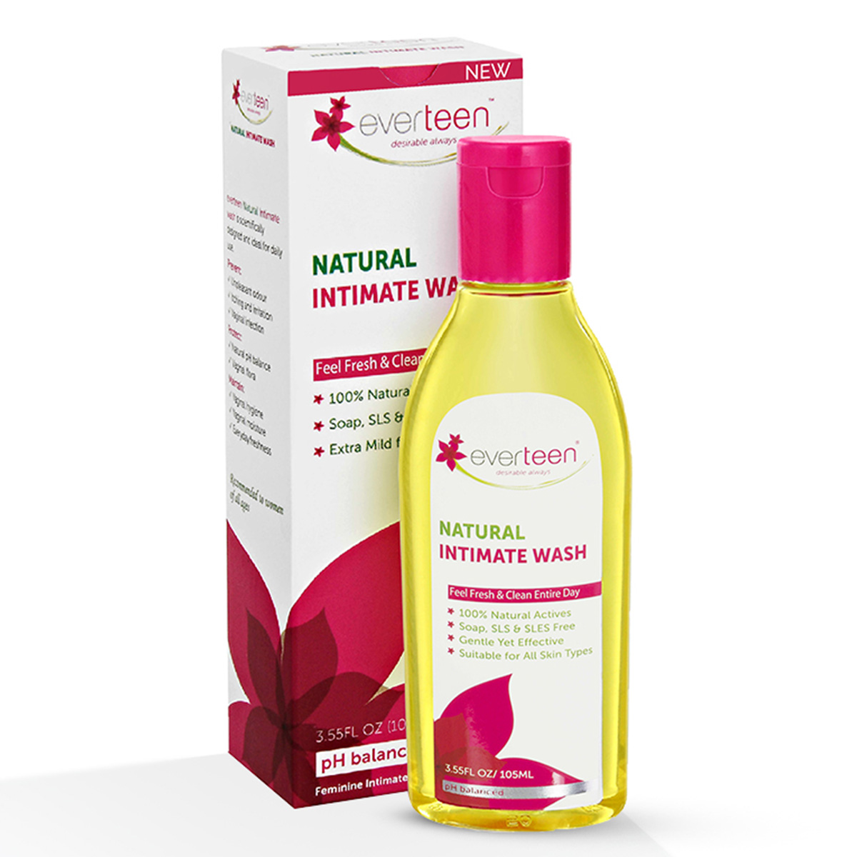 everteen Natural Intimate Wash For Feminine Hygiene In Women - Pack of 1, 105ml