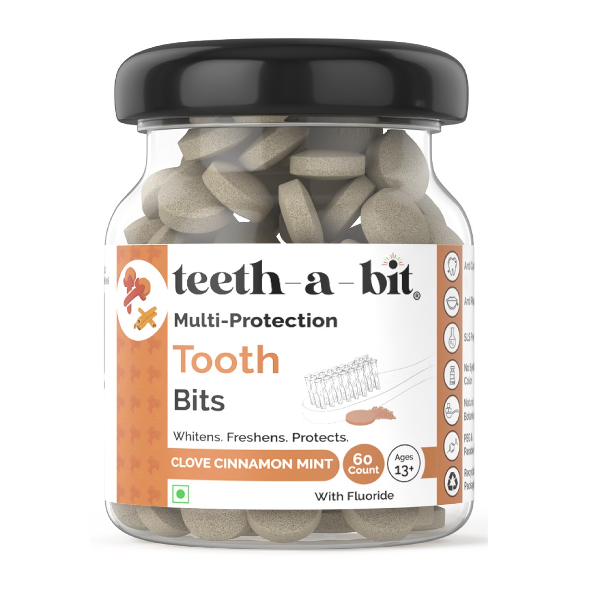 teeth-a-bit Multi-Protection Clove Cinnamon Mint Tooth Bits, 60 Count