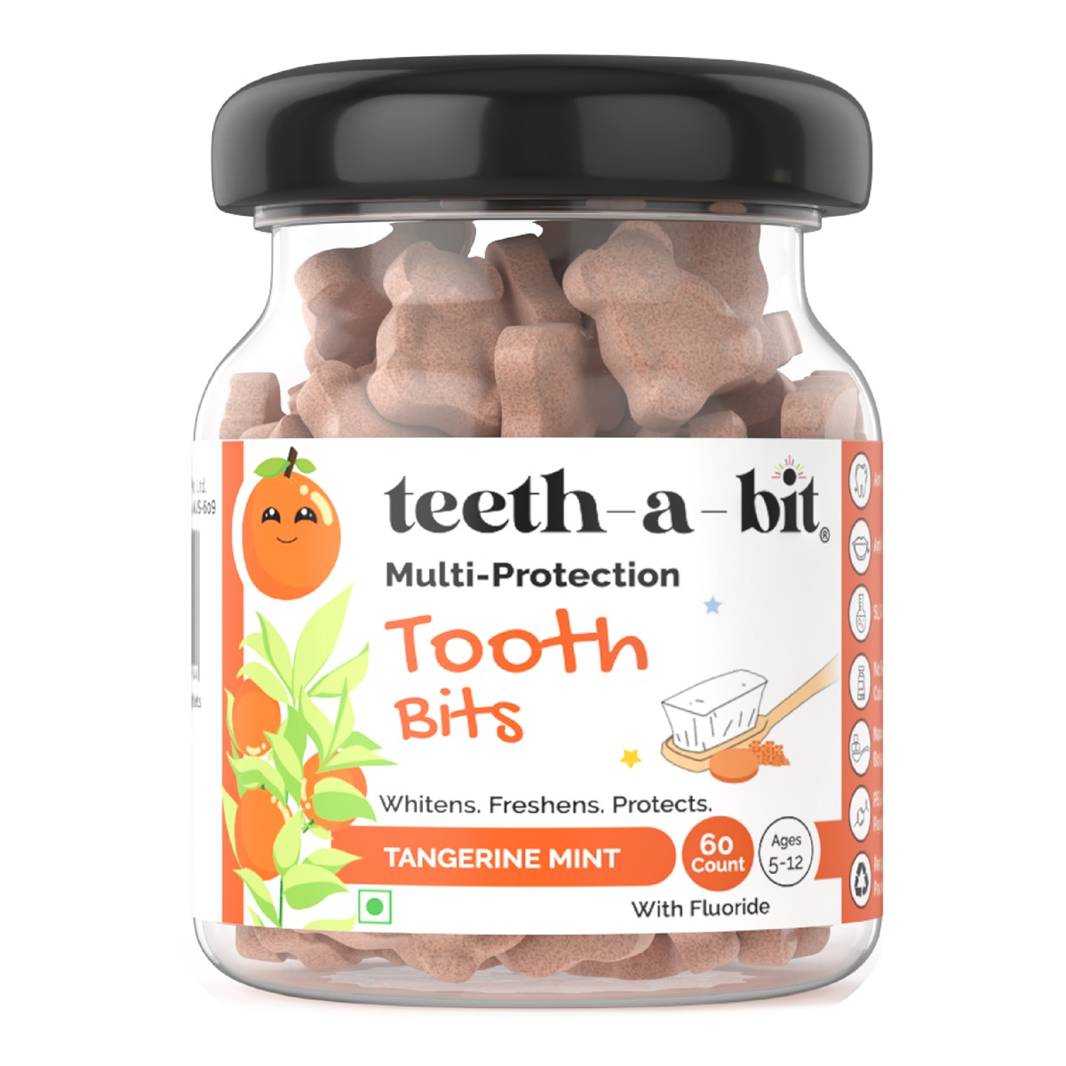 teeth-a-bit Kids Multi-Protection Tangerine Mint Tooth Bits, 60 Count