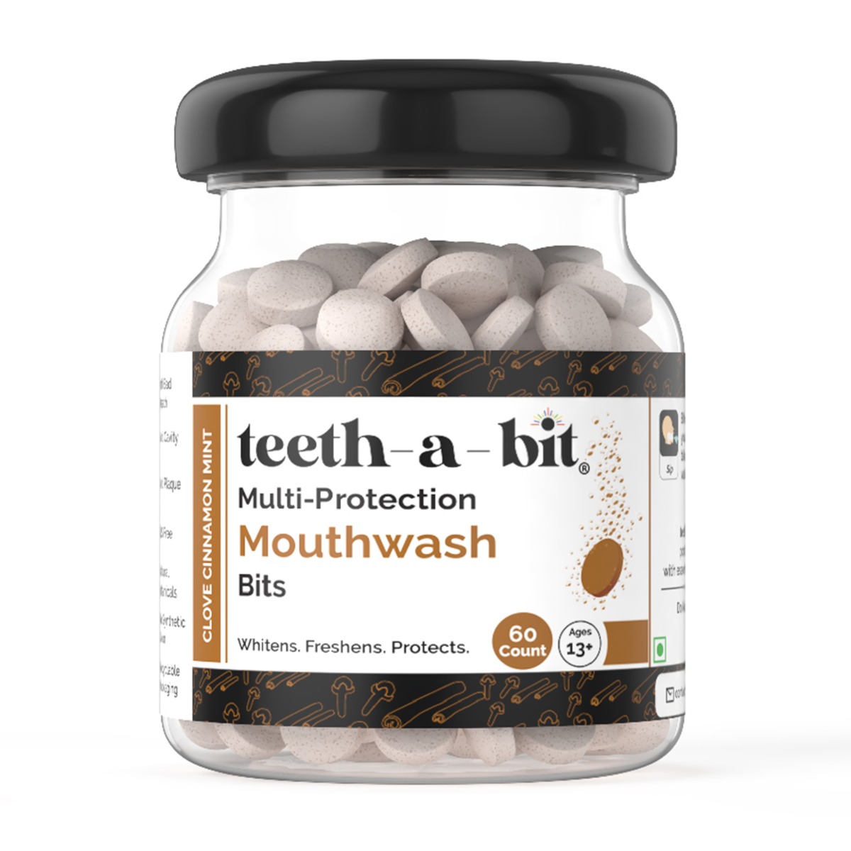 teeth-a-bit Multi-Protection Clove Cinnamon Mint Mouthwash Bits, 60 Count