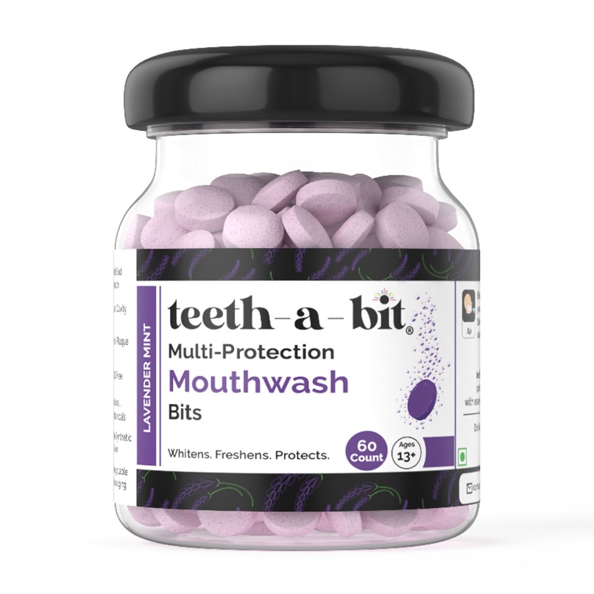 teeth-a-bit Multi-Protection Lavender Mint Mouthwash Bits, 60 Count