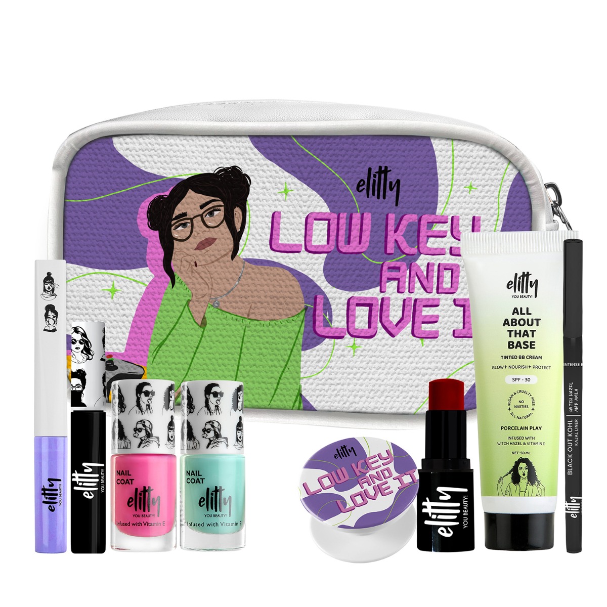 Elitty Low Key And Love It Kit (Light) - Complete Makeup Kit For Teens, Kit