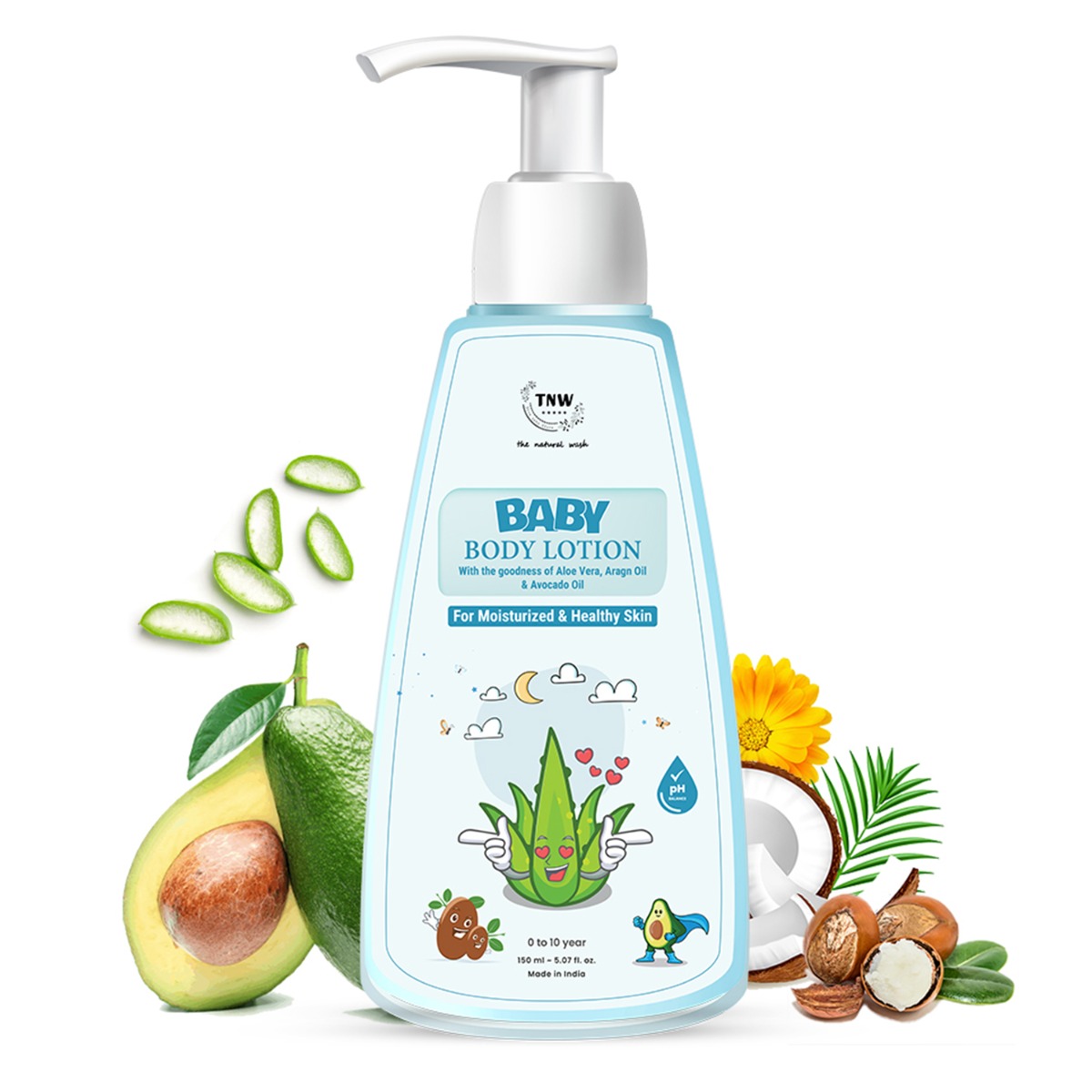 TNW - The Natural Wash Moisturizing Baby Body Lotion With Argan & Avocado Oil, 150ml