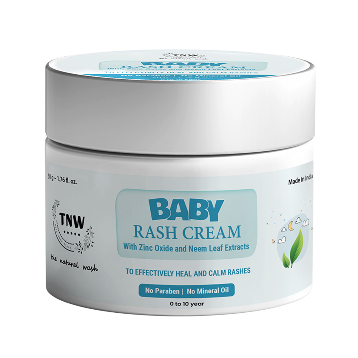 TNW - The Natural Wash Baby Rash Cream With Zinc Oxide & Neem Leaf Extracts, 50gm