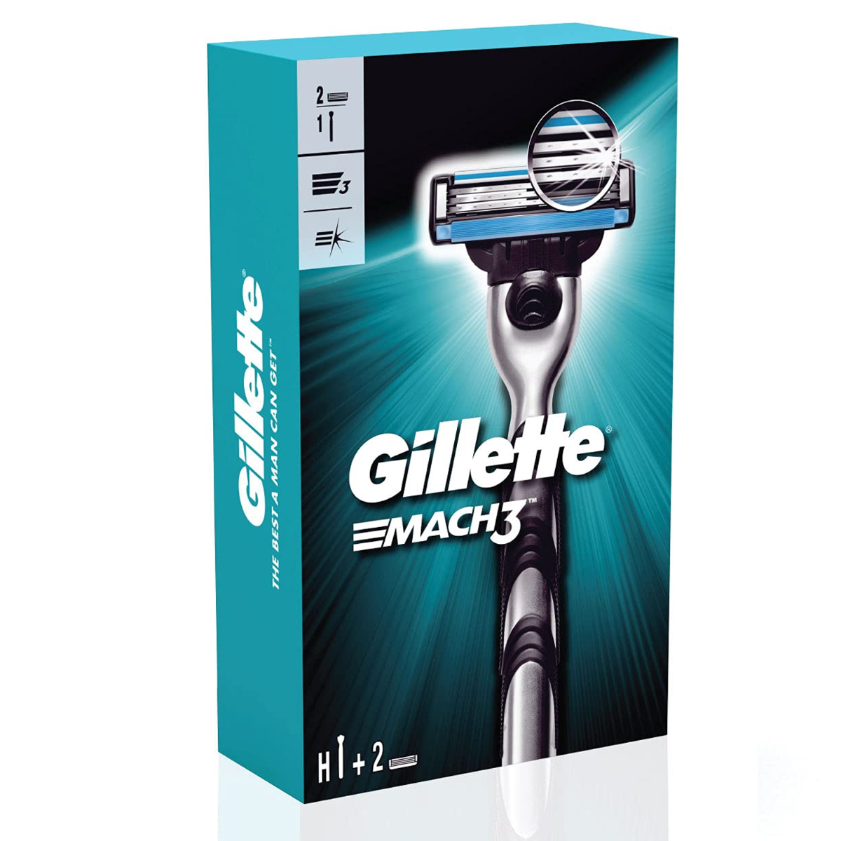 Gillette Mach 3 Shaving Razor, 2 Shaving Blade, 1 pc