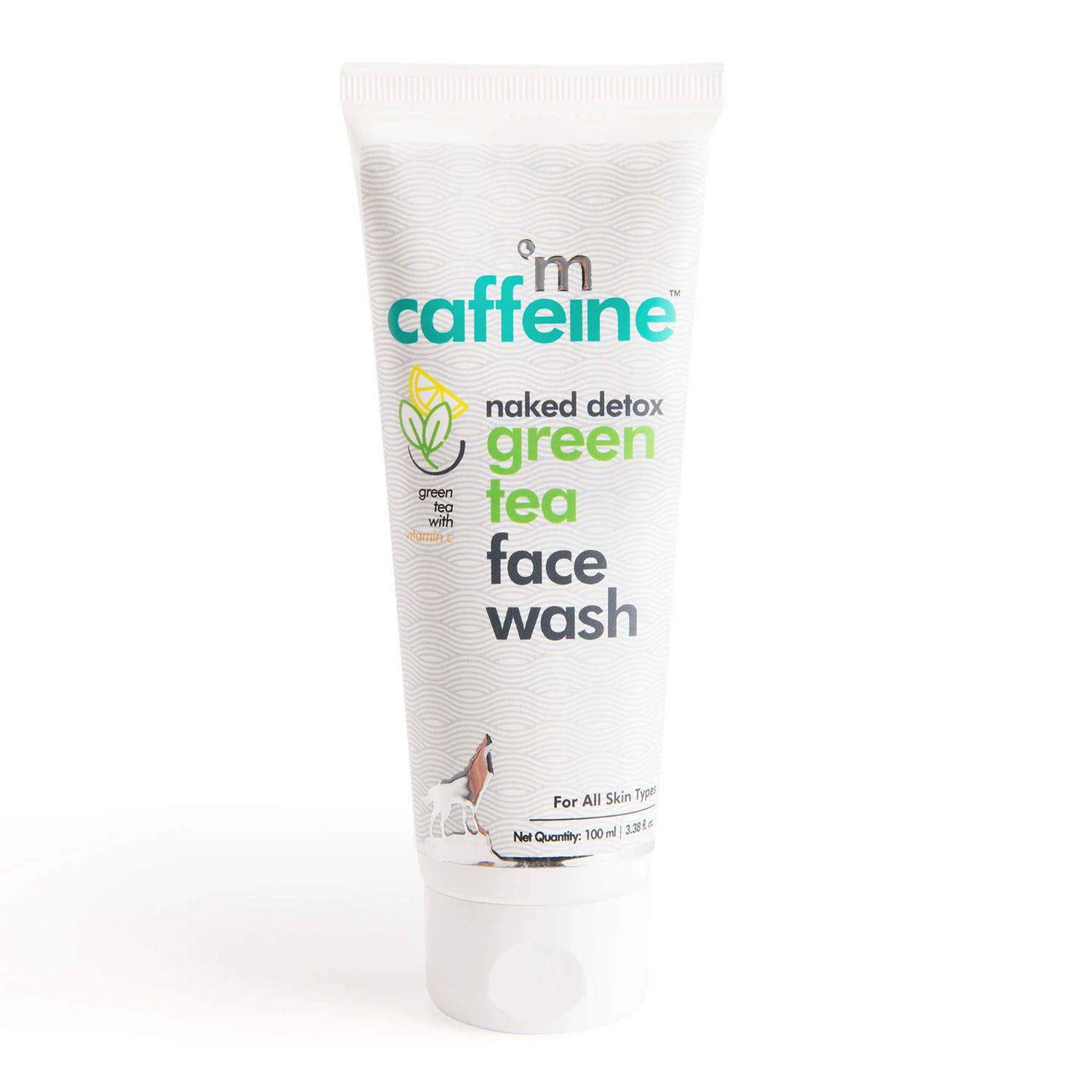 mCaffeine Vitamin C Green Tea Face Wash with Hyaluronic Acid - Dirt Removal Soap Free Face Cleanser, 100ml