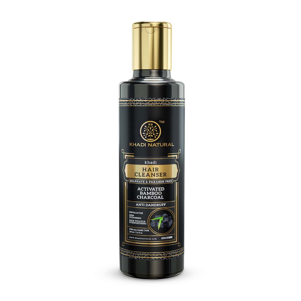 Khadi Natural Charcoal Cleanser/shampoo With Activated Bamboo Charcoal, Sulphate Paraben Free, 210ml